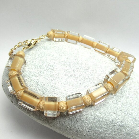 Cane glass and gold bracelet - Picture 1 of 14